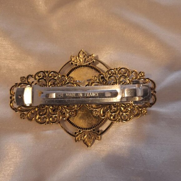 Large Cameo Barrette with Brown Stones - Picture 2 of 2